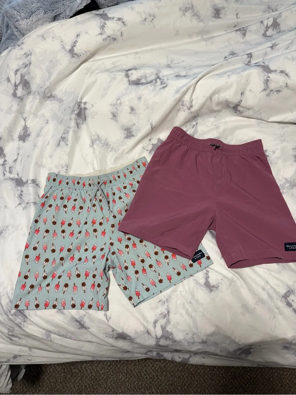 abercrombie kids Mint Popsicle Print & Plum Swim Trunks - 2-Pack